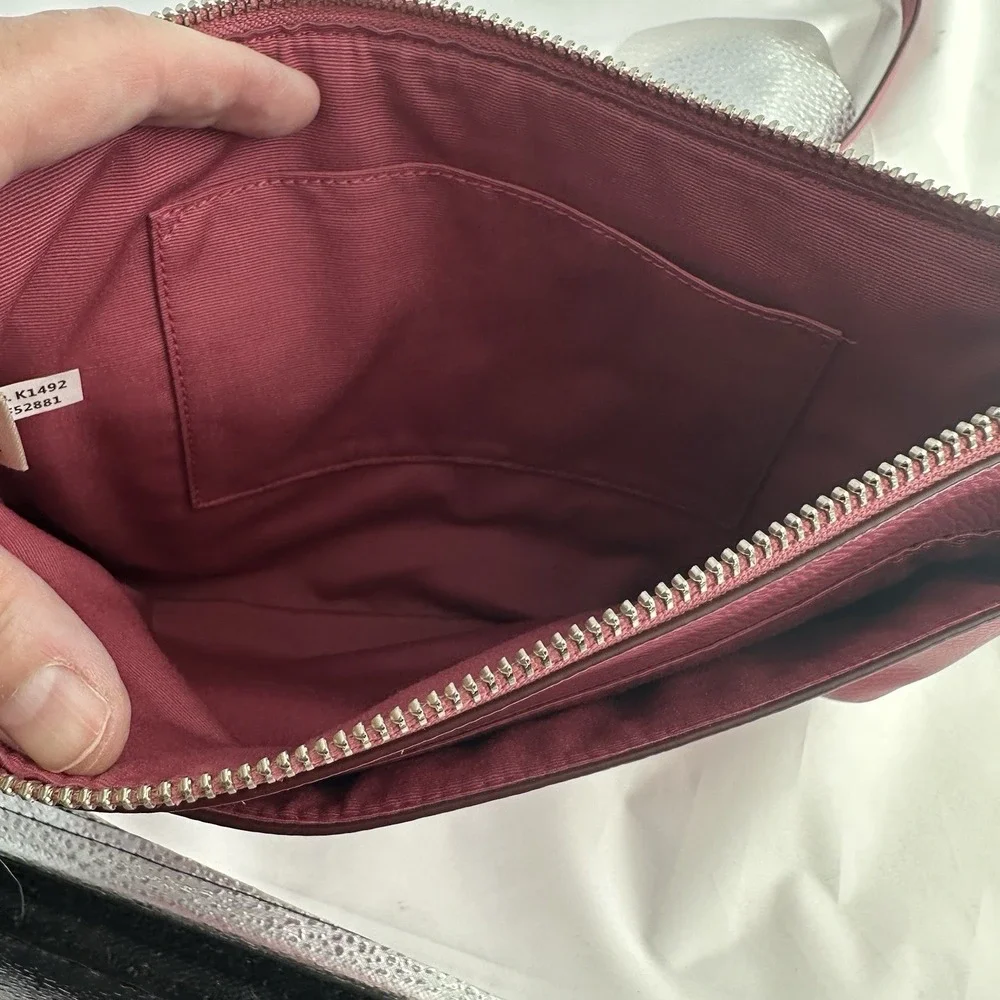 Coach Pink F52881 Crossgrain Leather East West Pop Purse Crossbody Hangtag
